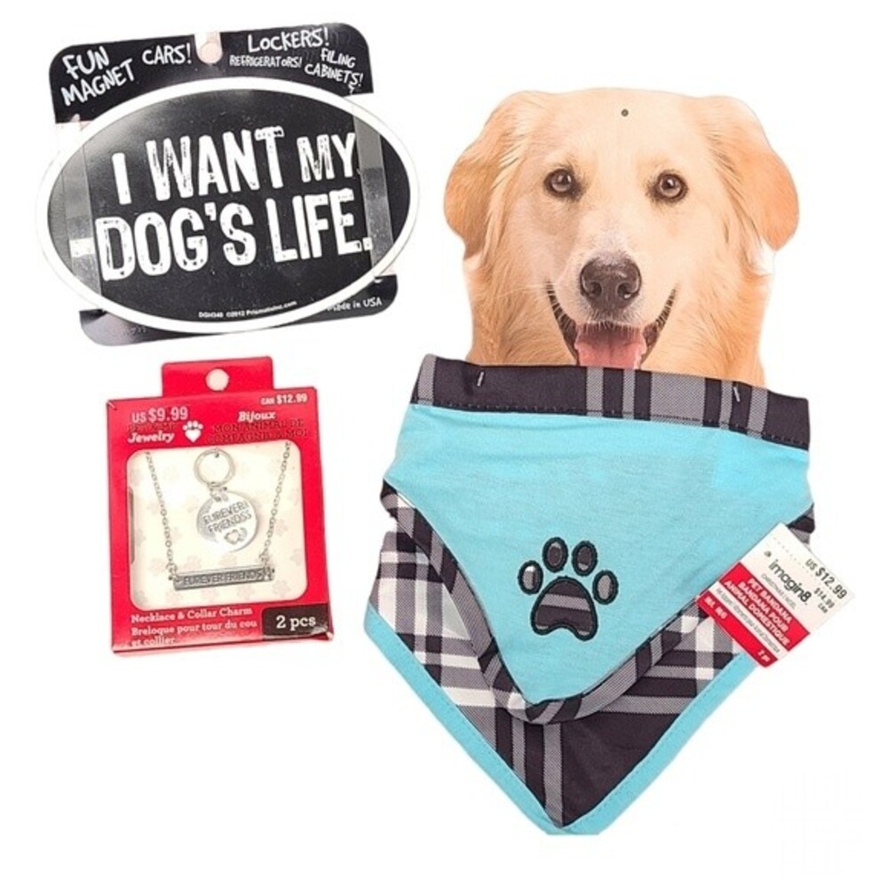 Dog Bandanas, Necklace & Collar Charm, Magnet Set M-L